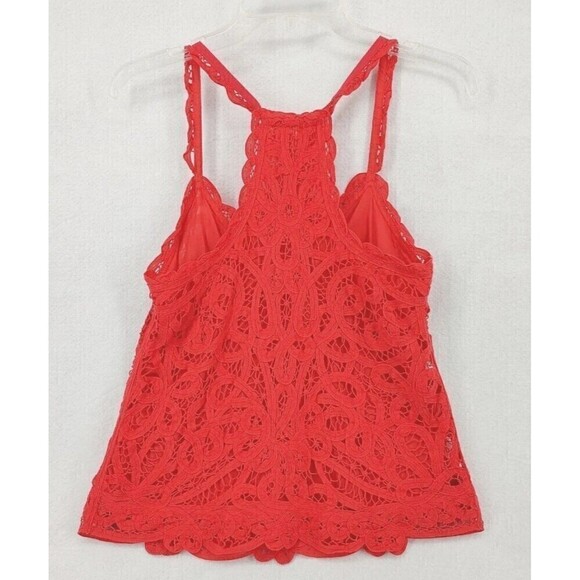 Abercrombie & Fitch Top Womens XS-S Hot Pink Tank Lace Crochet Detailed Cropped - Picture 4 of 12